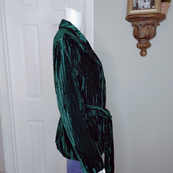 LUCY PARIS PETRA CRUSHED VELVET BLAZER, GREEN L - Picture 10 of 15